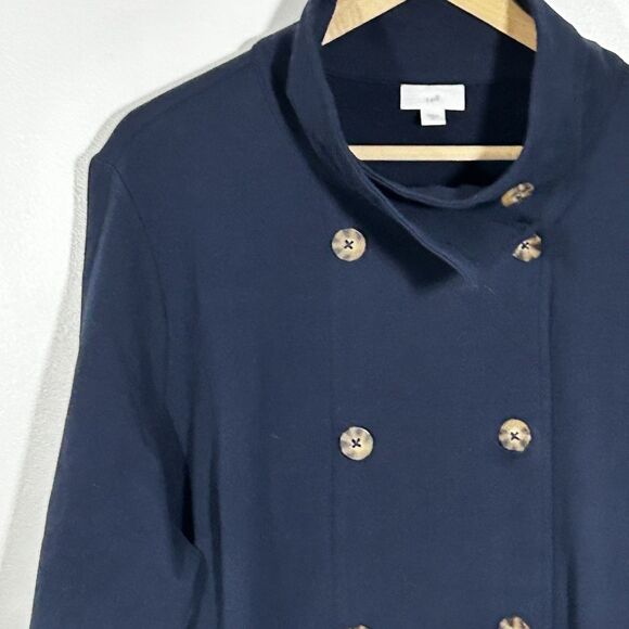 J.Jill Jacket Size 2x Navy Blue Double Breasted Pockets Cotton Preppy Womens - Picture 4 of 9